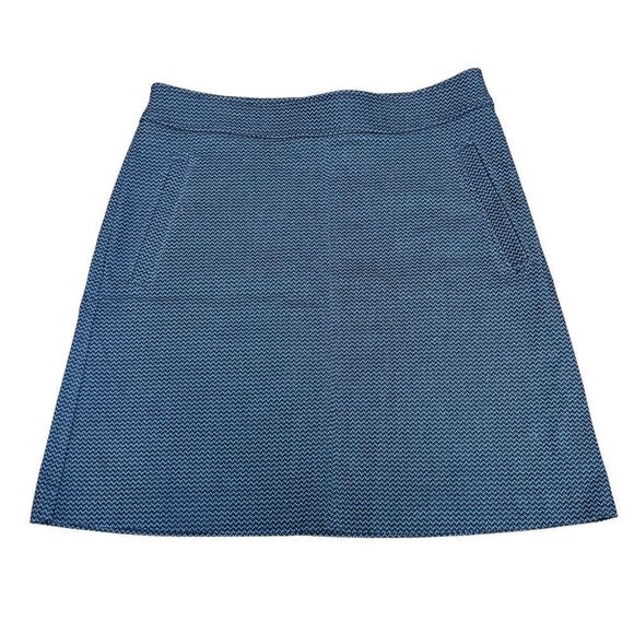 Loft Women’s Sz 8 A-Line Midi Skirt Blue Side Pockets Above Knee Zipper 0826 - Picture 1 of 13